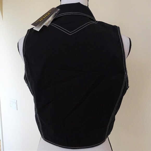 Polo Ralph Lauren Vest Top Women's Size 12 Black Cotton Topstitched Sleeveless - Picture 5 of 8